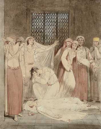 亨利·盖利·奈特的一幕s Phrosyne，一个希腊故事`Scene from Henry Gally Knights Phrosyne, a Grecian Tale (1816 ~ 1817) by Richard Westall