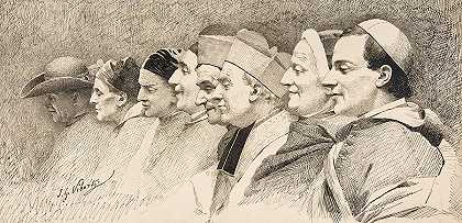 八位教会领袖`Eight Heads of Ecclesiastics by Jehan Georges Vibert