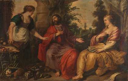 基督与玛莎和玛丽`Christ with Martha and Mary (c. 1630 ~ c. 1634) by Vincent Malò I