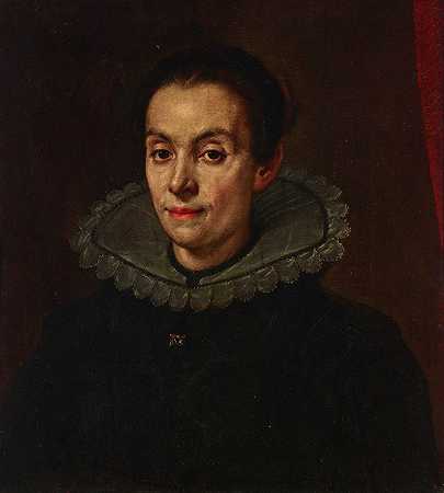 女人的肖像`Portrait of a woman by Follower Of Diego Rodríguez Da Silva Y Velázquez