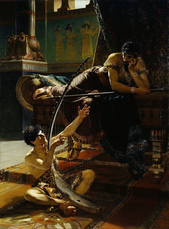 大卫和扫罗`David and Saul (1885) by Julius Kronberg