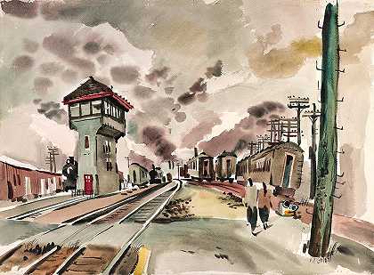 南太平洋仓库`Southern Pacific Depot in the Morning by Dong Kingman