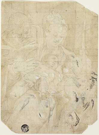 圣洁的家庭和婴儿圣约翰浸礼会`Holy Family with the Infant Saint John the Baptist (1580~85) by Denys Calvaert