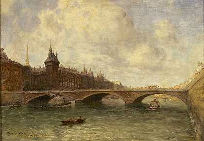 交换桥和L码头时钟`Le pont au change et le quai de lhorloge (1898) by Frank Myers Boggs