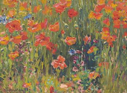 罂粟花`Poppies (1888) by Robert William Vonnoh