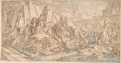 山地景观`Mountainous Landscape (1576–1631) by Tobias Verhaecht