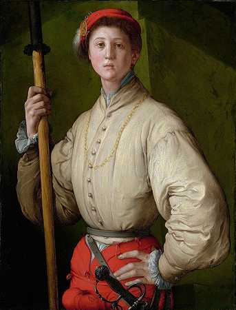 戟匠画像`Portrait of a Halberdier (1529–1530) by Pontormo (Jacopo Carucci)