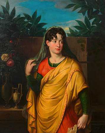 女演员特蕾丝·冯·哈德利斯特（née Gypsy v.Blumendorf）`Die Schauspielerin Therese von Hudelist (geb. Zigeuner v. Blumendorf) (1811) by Josef Abel