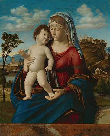 风景中的麦当娜和孩子`Madonna and Child in a Landscape (circa 1496~1499) by Giovanni Battista Cima da Conegliano