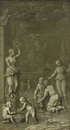 向波莫纳致敬。`Homage to Pomona (1734) by Hendrik Carré II