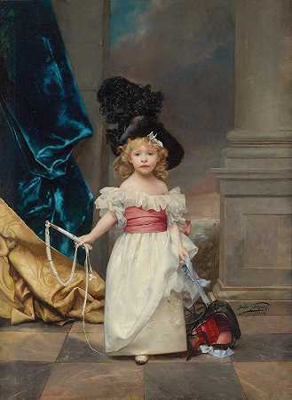 泰瑞斯·吉拉德三岁时的人像`Figure Portrait of Thérèse Girard at the age of three by Jules-Adolphe Goupil