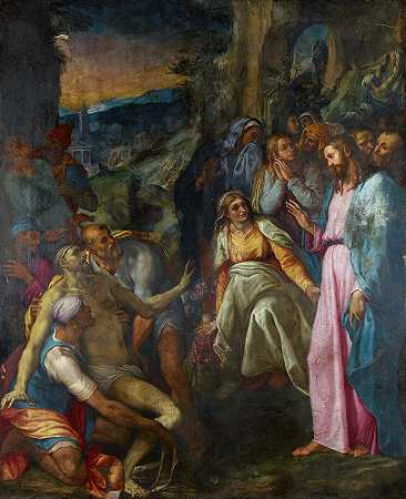 拉撒路的饲养`Raising Of Lazarus (1528~1592) by Giovanni Girolma Muziano
