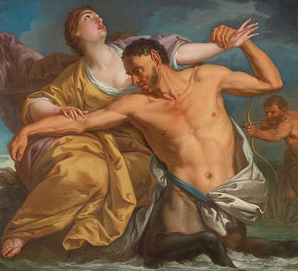 赫拉克勒斯对尼索斯的杀戮`The Slaying Of Nessus By Hercules (18th Century) by Italian School