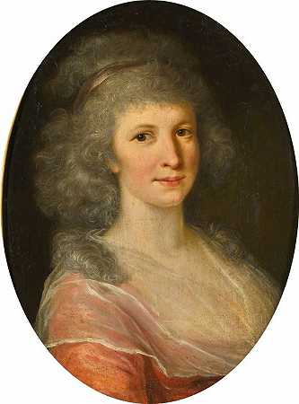 一位女士的肖像`Portrait of a lady by Johann Friedrich August Tischbein