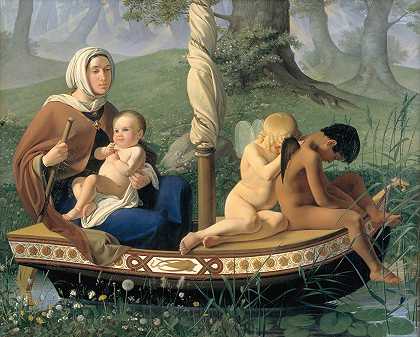 婴儿期从系列中人类的四个时代`Infancy. From the series; The Four Ages of Man (1840 – 1845) by Ditlev Blunck