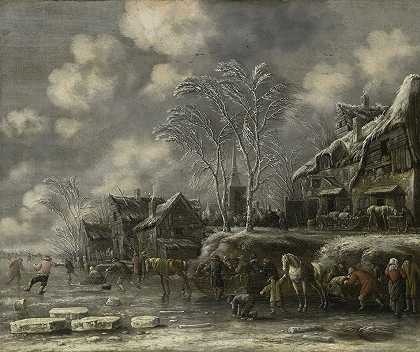 冬景`Winter Scene (1675) by Thomas Heeremans