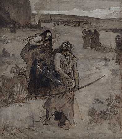 狩猎`La chasse (1897) by Fernand Cormon