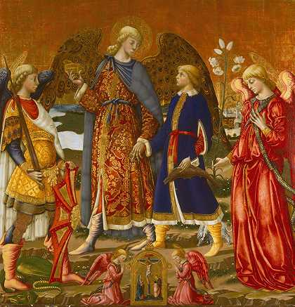 托比亚斯和三位大天使`Tobias And Three Archangels (1471) by Neri di Bicci