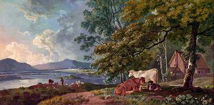 清晨的牛群景观`Morning Landscape with Cattle by George Barret