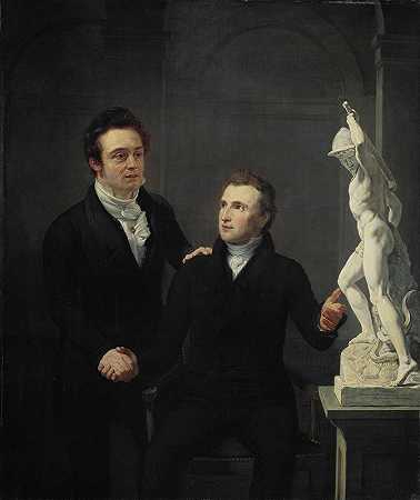 雕塑家路易·罗耶和股票经纪人、艺术之友、科学赞助人阿尔伯特·伯纳德·罗特汉`Louis Royer, Sculptor, and Albertus Bernardus Roothaan, Stockbroker, Friend of the Arts, and Patron of the Sciences (1825) by Jan Willem Pieneman