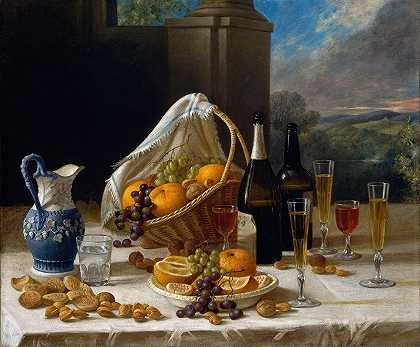 午餐静物画`Luncheon Still Life (ca. 1860) by John F. Francis