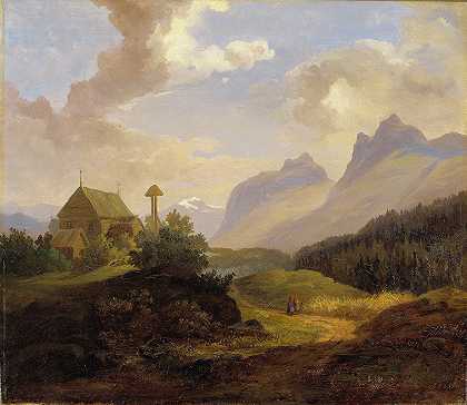 Kvikk的风景`Scenery from Kvikkjokk (1859) by Charles XV of Sweden