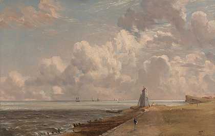 哈威奇——低矮的灯塔和灯塔山`Harwich~ The Low Lighthouse and Beacon Hill (ca. 1820) by John Constable