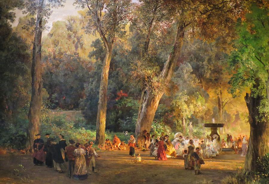 在托洛尼亚别墅公园`In the Park of Villa Torlonia by Oswald Achenbach
