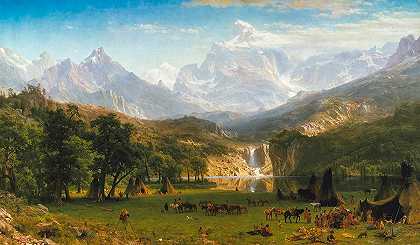 落基山脉，登陆器之巅`The Rocky Mountains, Lander\’s Peak by Albert Bierstadt