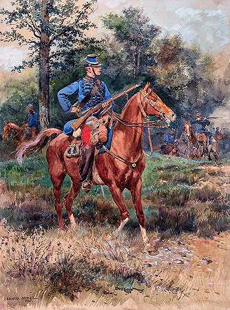 骑马的士兵`Soldier on Horseback by Jean-Baptiste Edouard Detaille