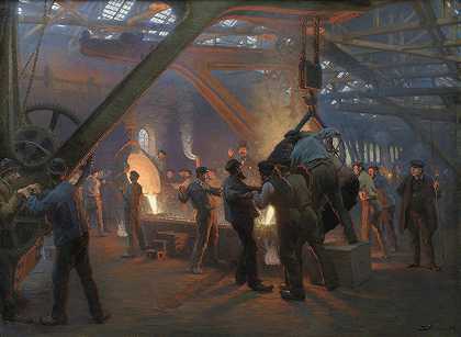 Burmeister和Wain的铸铁厂`The Iron Foundry, Burmeister and Wain (1885) by Peder Severin Krøyer
