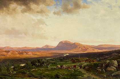 山中的日落`Sunset in the Mountains by Johann Frederick Eckersberg
