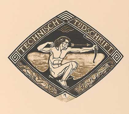 封面设计技术期刊，1914年`Omslagontwerp voor; Technisch Tijdschrift, 1914 (1914) by Richard Nicolaüs Roland Holst