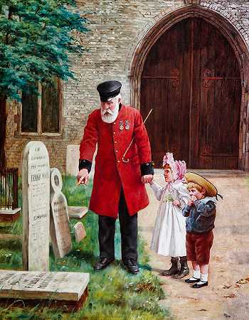 和爷爷一起散步`A Walk with Grandpa by Augustus Edwin Mulready