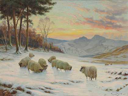 一个冬天今天晚上`A winters evening (1923) by Wright Barker