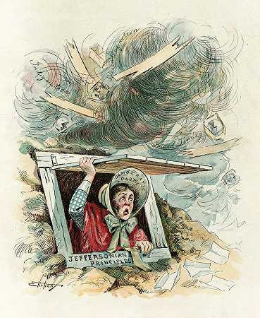 在旋风地窖里等待晴朗的天气`In the cyclone cellar, – waiting for fair weather (1894) by Samuel Ehrhart