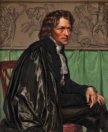 穿着圣卢卡学院服装的桑瓦尔森肖像`Portrait of Thorvaldsen in the Suit of the San Luca Academy by Carl Balsgaard