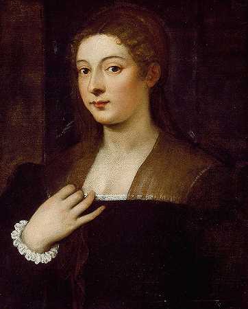 一位女士的肖像`Portrait of a Lady (c. 1530) by Titian