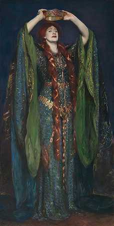 艾伦·特里饰演麦克白夫人`Ellen Terry as Lady Macbeth (1889) by John Singer Sargent