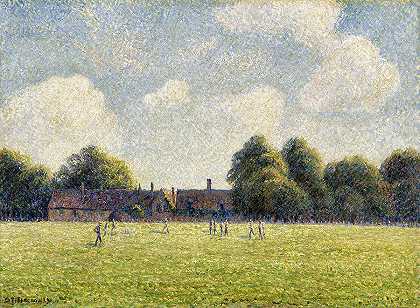 汉普顿高尔夫球场`Hampton Court Green by Camille Pissarro