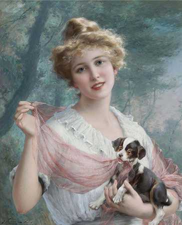 淘气的小狗`The Mischievous Puppy (1915) by Emile Vernon