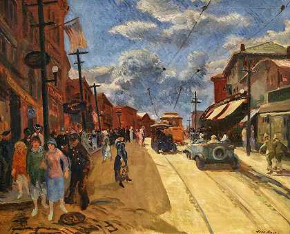 格洛斯特大街`Main Street, Gloucester by John Sloan