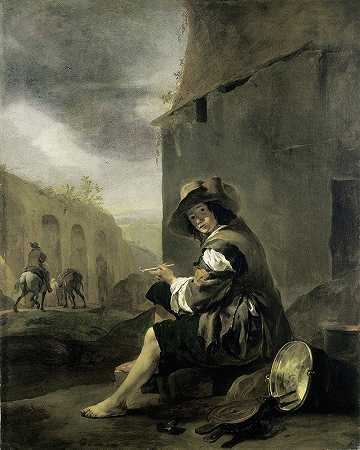 罗马修补匠`Roman Tinker (ca. 1656) by Jan Baptist Weenix