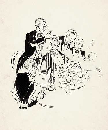 一名男子在晚宴上发表演讲`Man geeft een speech bij een diner (1934) by F. Ockerse