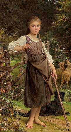 牧羊女`The Shepherdess by Emile Munier