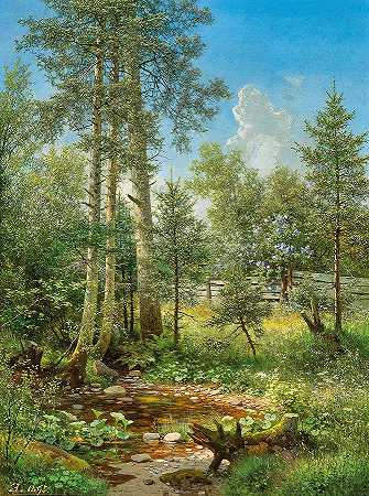 在五月的小溪边`At the Brook in the May Season by Eduard Leonhardi