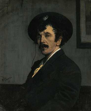 詹姆斯·阿伯特·麦克尼尔·惠斯勒肖像`Portrait Of James Abbott Mcneill Whistler (1877) by Walter Greaves