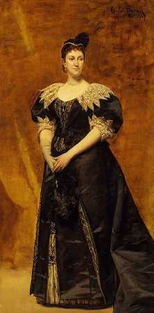 威廉·阿斯特夫人（卡罗琳·韦伯斯特·谢尔梅霍恩，1831-1908）`Mrs. William Astor (Caroline Webster Schermerhorn, 1831–1908) (1890) by Carolus-Duran