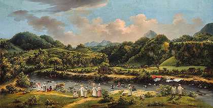 多米尼加罗索河风景`View on the River Roseau, Dominica by Agostino Brunias
