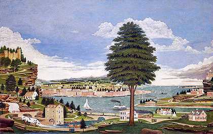 带城堡的复合海港场景`Composite Harbor Scene with Castle by Jurgan Frederick Huge